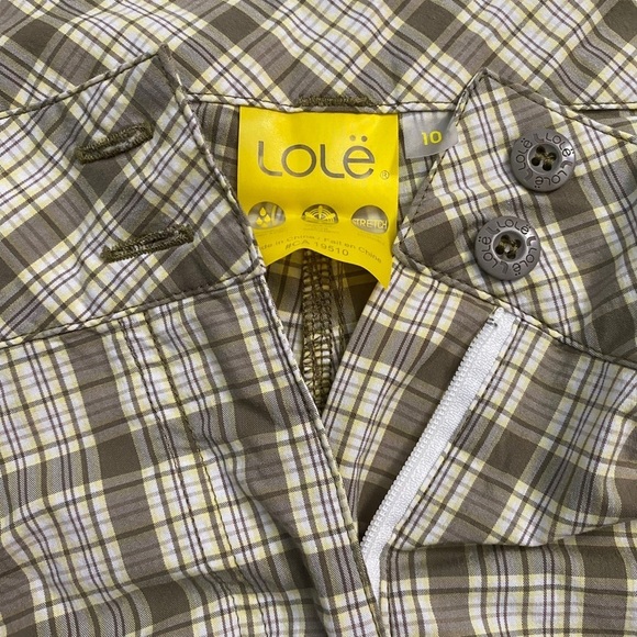 Lole Brown Yellow White Plaid Shorts Water Repellent Quick Dry Stretch 10 - Picture 3 of 16